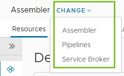 O menu Alterar lista os serviços para os quais você pode alternar.