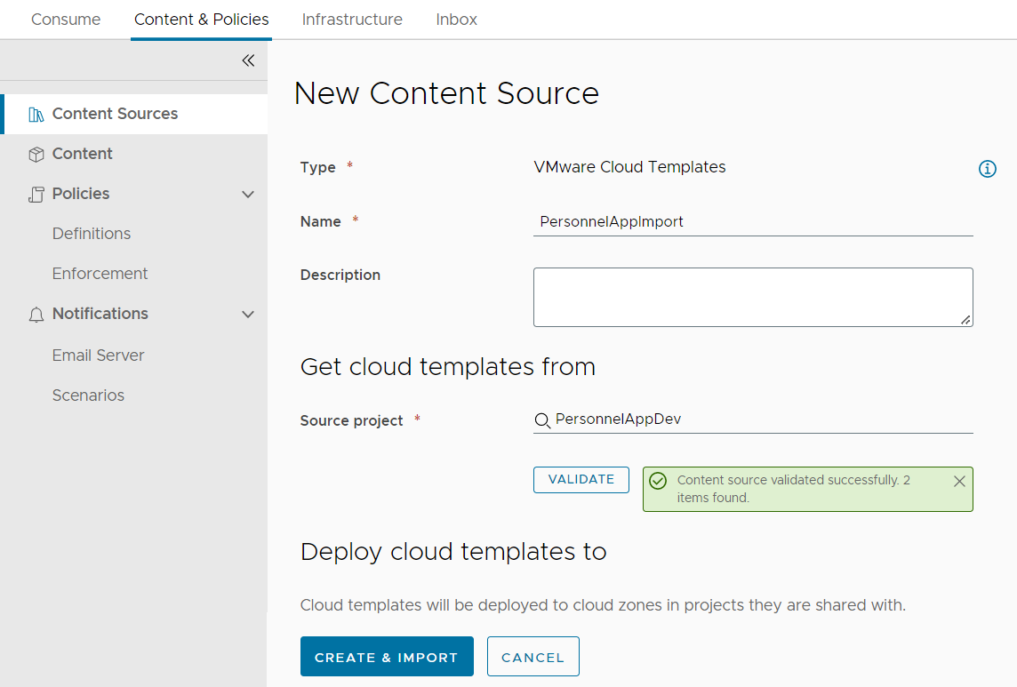 Adicionando uma nova fonte de conteúdo no Automation Consumption.