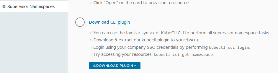 Na página Introdução a namespaces de supervisor, clique em Baixar Plug-in.