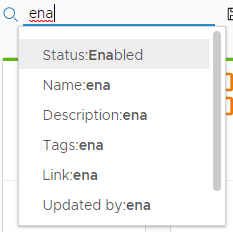 Para exibir os pipelines ativados, na área de Pesquisa, insira "ena" e selecione Status:Ativado.