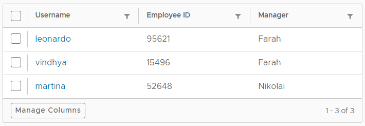 Grade de dados no formulário de solicitação personalizado