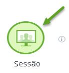 Ícone de sessões com uma seta apontando para isso