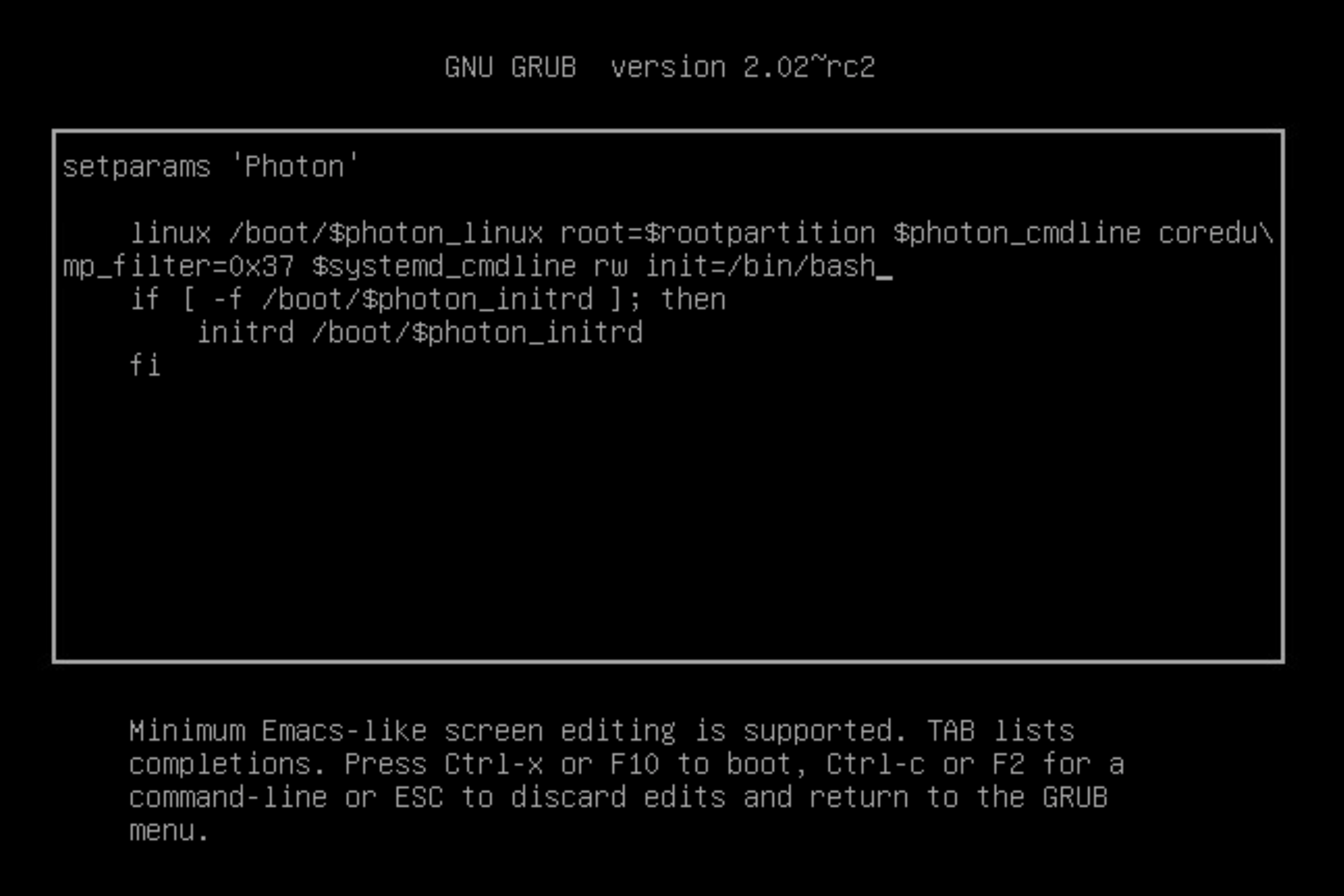 Editor GNU GRUB