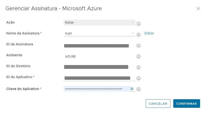 Uma captura de tela da janela Gerenciar Assinatura: Microsoft Azure com a ação Editar selecionada por padrão e o nome da assinatura selecionada que foi clicada nesta etapa do procedimento.