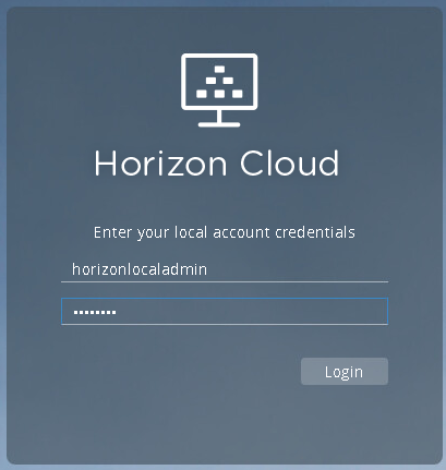 Página de login do Horizon Cloud