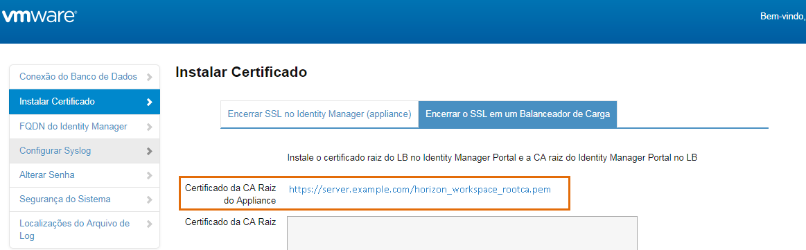 Adicionar o certificado raiz do VMware Identity Manager