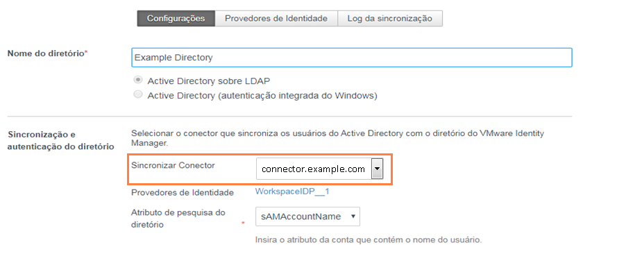 Página Configurações do Diretório