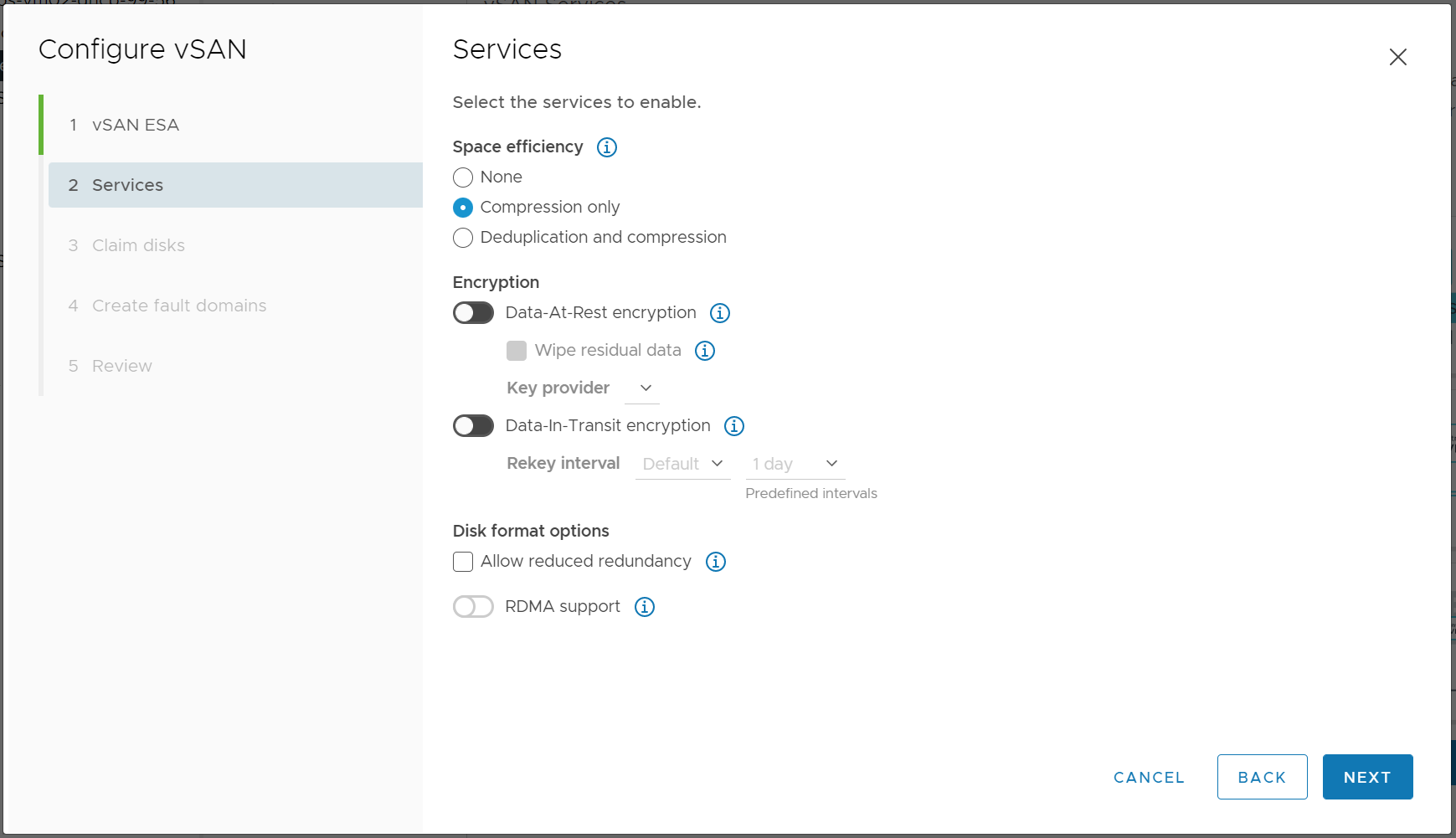 Assistente de configuração do vSAN