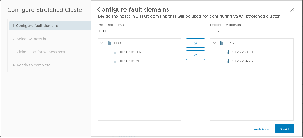 Assistente para configurar cluster estendido