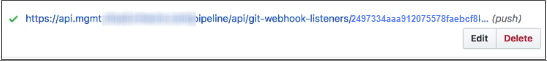 Quando o Webhook no GitHub for válido, uma marca de seleção verde será exibida.