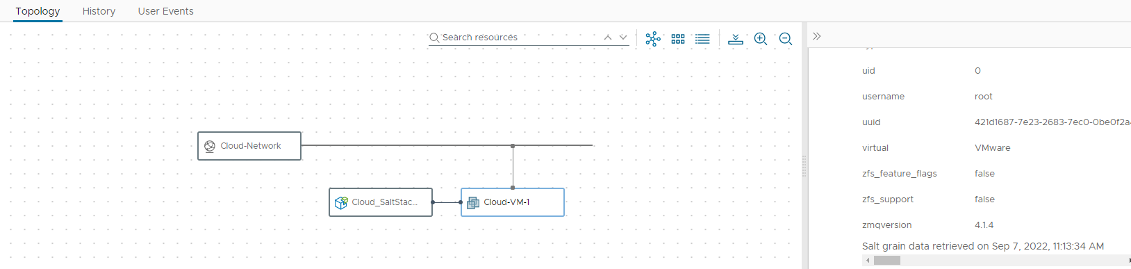 Captura de tela dos últimos dados de grain atualizados no Cloud Assembly