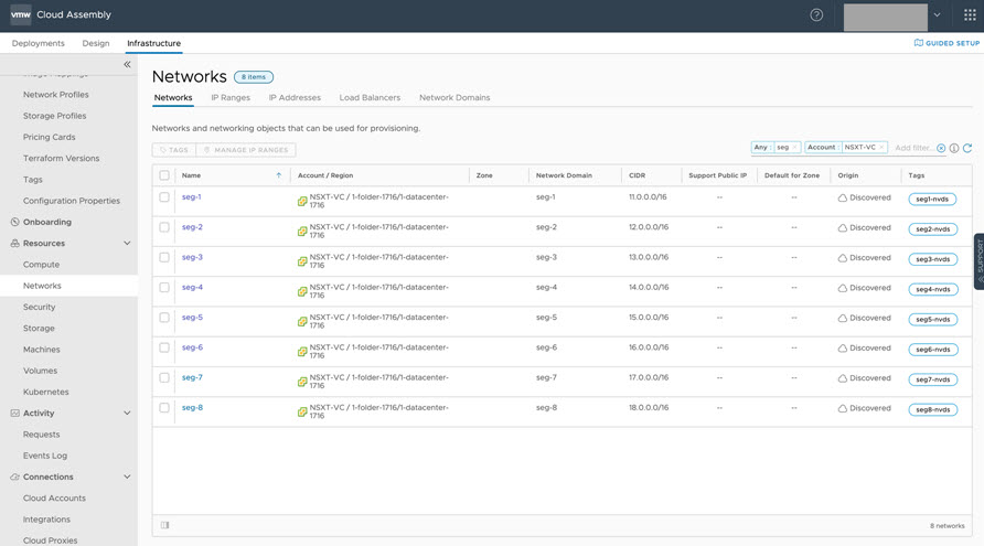 示例包含 vSphere 网络