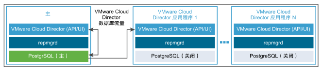 一个主单元和 N 个 VMware Cloud Director 应用程序单元
