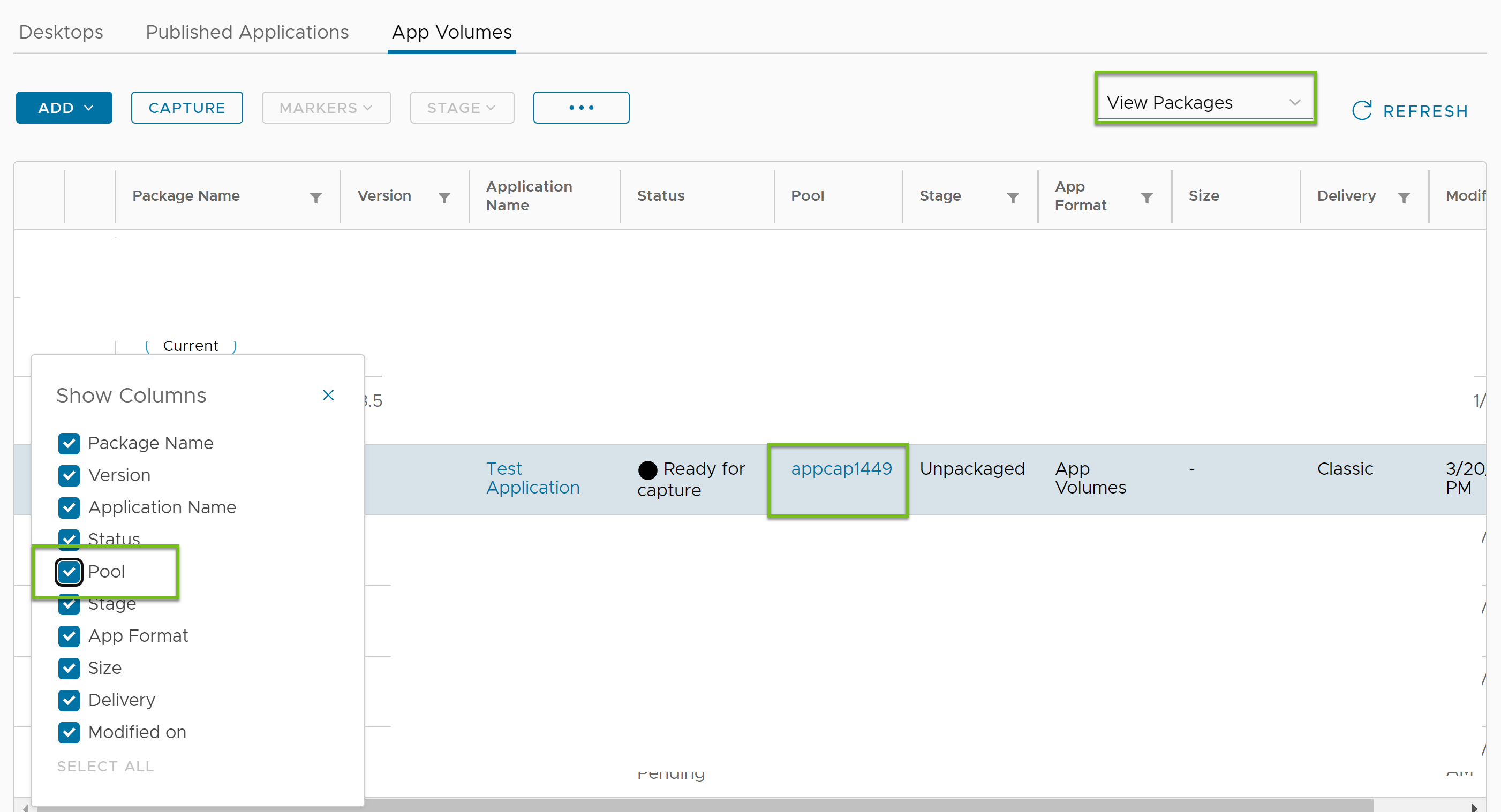 appcap1449 是所选软件包的池名称。