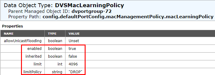 DVSMacLearningPolicy 对象类型的属性