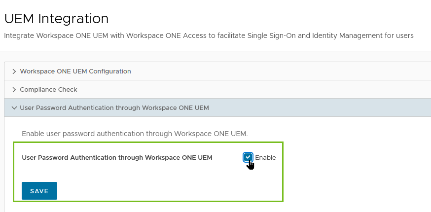 升级 ACC 后，在 Workspace ONE Access 控制台中更新用户密码身份验证
