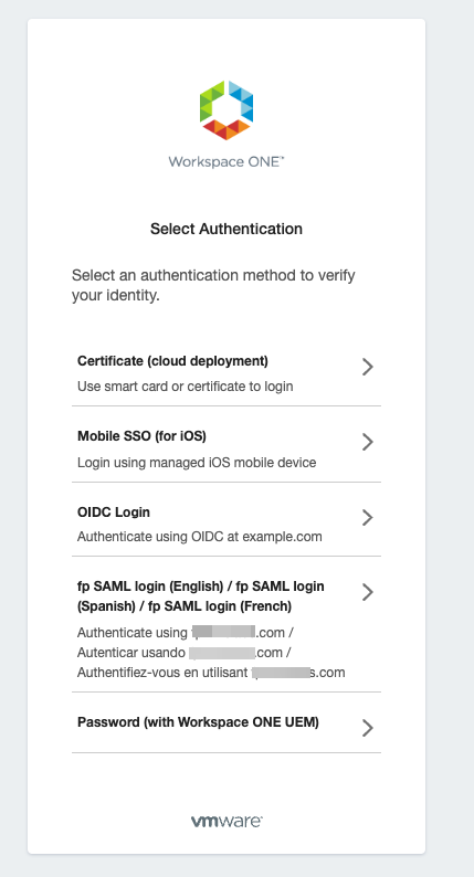 用户选择身份验证登录屏幕