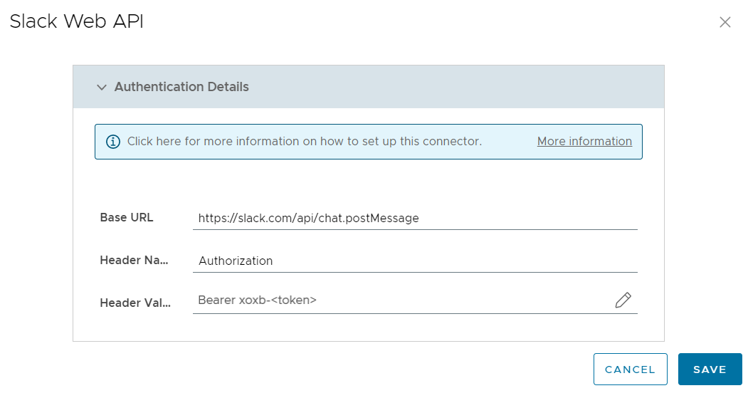 输入 Slack Web API 设置的确切文本。