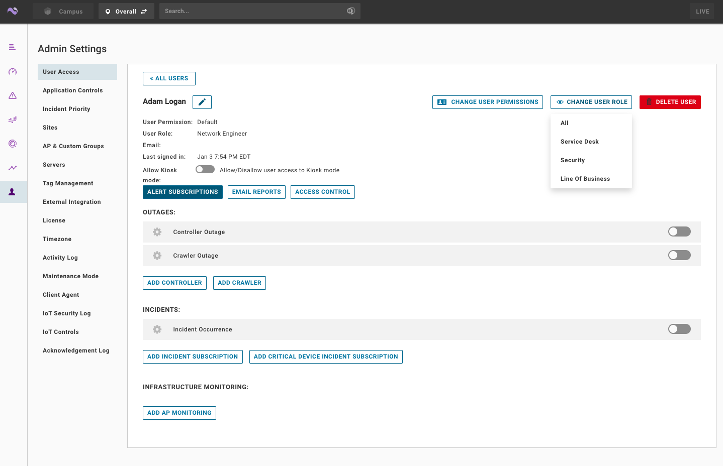 VMware Edge Network Intelligence – Nastavení správce (VMware Edge Network Intelligence - Admin Settings)