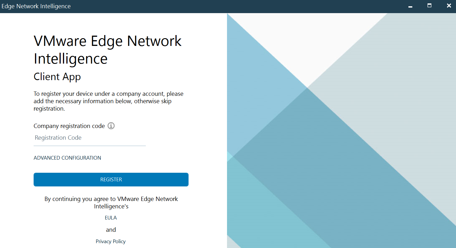VMware Edge Network Intelligence – Instalace klientské aplikace (VMware Edge Network Intelligence - Installing the Client Application)