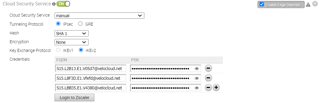 Configure IPsec settings