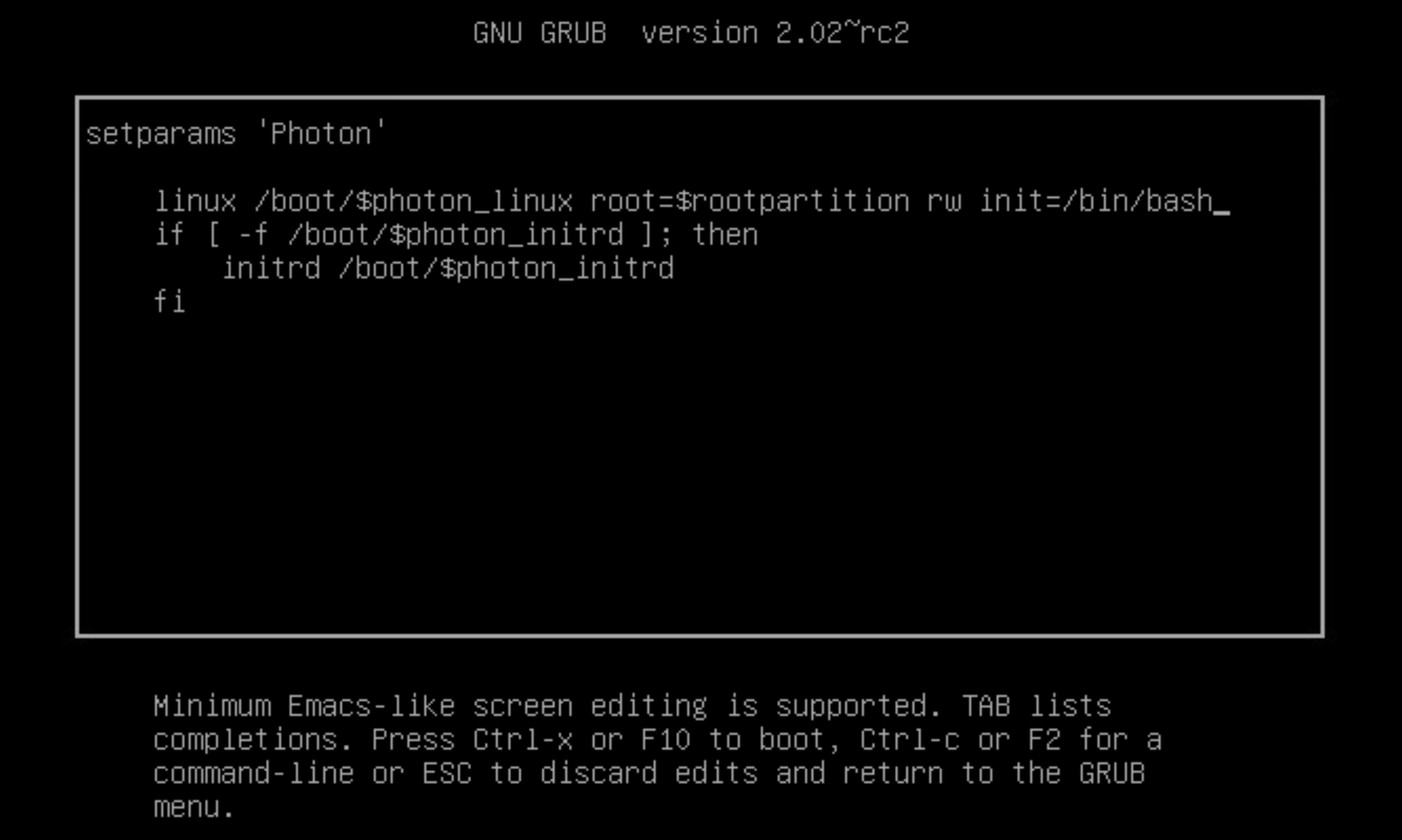 Bin Bash. GNU Grub Version 2.02 что это. Photon os от VMWARE. Proxmox memtest Boot.