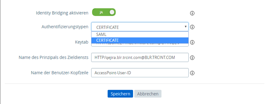 Identity Bridging-Einstellungen für Cert-to-Kerberos aktivieren