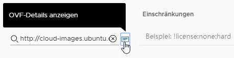 Bewegen des Mauszeigers über das Symbol „OVF-Details anzeigen“ und klicken, um den OVF-Inhalt anzuzeigen