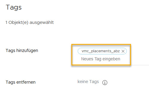 Fügen Sie das Tag mit dem Namen „vmc_placements_abz“ zur Computing-Ressource hinzu.