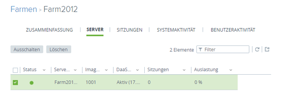 Farmdemo 2 – Seite „Server“