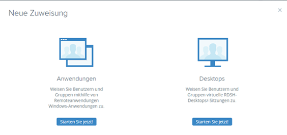 Bildschirm für neue Anwendung