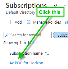 Ein Screenshot des Bereichs „Abonnements“ mit einem grünen Pfeil, der auf das neue Abonnement zeigt, auf das Sie klicken möchten.