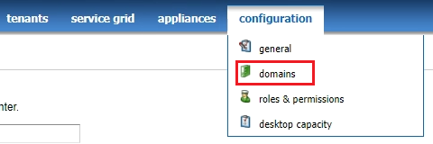 Option „Domänen“ im Menü „Konfiguration“