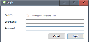 Screenshot der Version 5.0 des Horizon Clients für Windows wenn für das Feld „Domänenfeld ausblenden“ die Option „Ja“ festgelegt ist