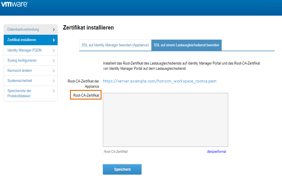 Hinzufügen eines LA-Zertifikats