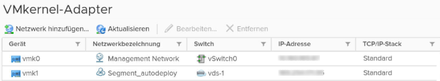 Stellen Sie im Fenster „VMkernel-Adapter“ sicher, dass die pNICs und VMkernel-Adapter zum N-VDS-Switch migriert wurden.