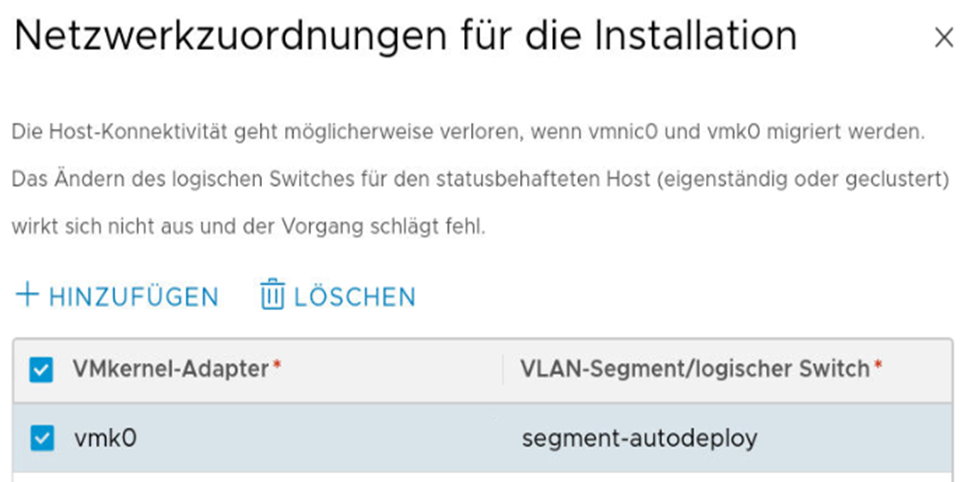 Ordnen Sie VMkernel-Adapter VLAN-Segmenten (auch als logische Switches bezeichnet) zu.