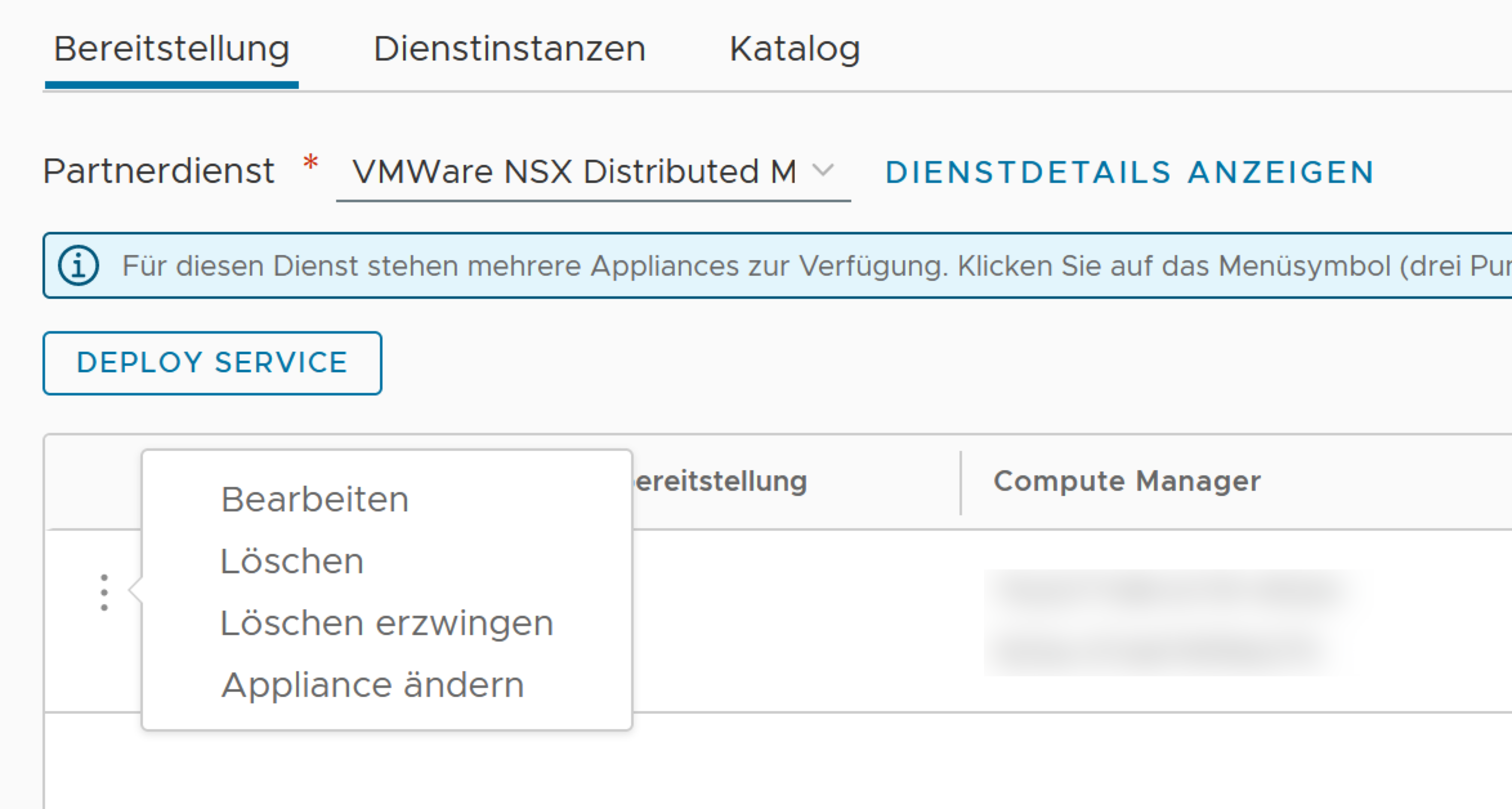 Verwenden Sie die Option „Appliance ändern“, um einen neuen Formfaktor bereitzustellen.