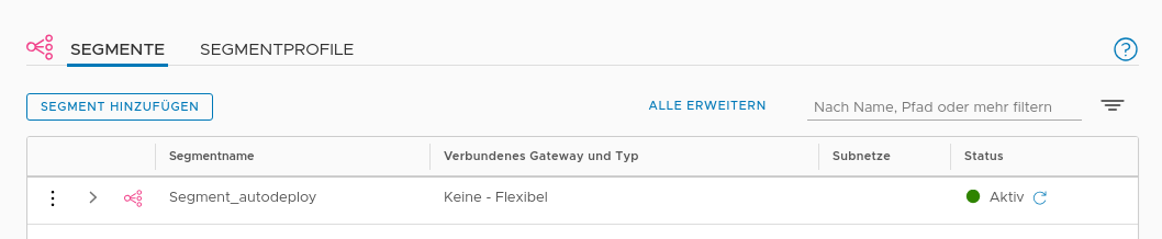 Erstellen Sie auf der Registerkarte „Segmente“ ein VLAN-Segment für eine Transportzone.