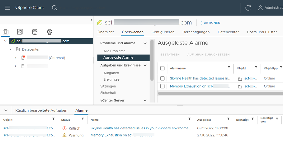 Zeigen Sie ausgelöste Alarme auf dem vSphere Web Client an.