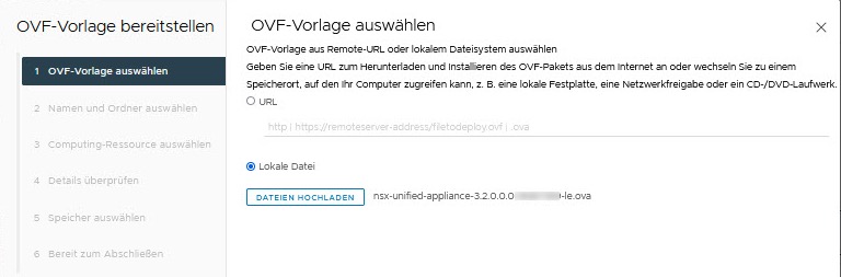 Assistent zur NSX-OVA-Bereitstellung