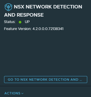 Funktionskarte für NSX Network Detection and Response nach der Aktivierung. Weitere Informationen finden Sie im umgebenden Text.