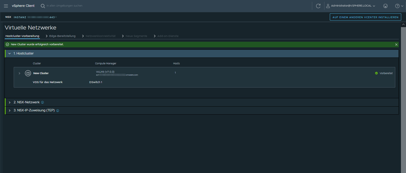 Bereiten Sie einen Cluster für die Installation von NSX vor.