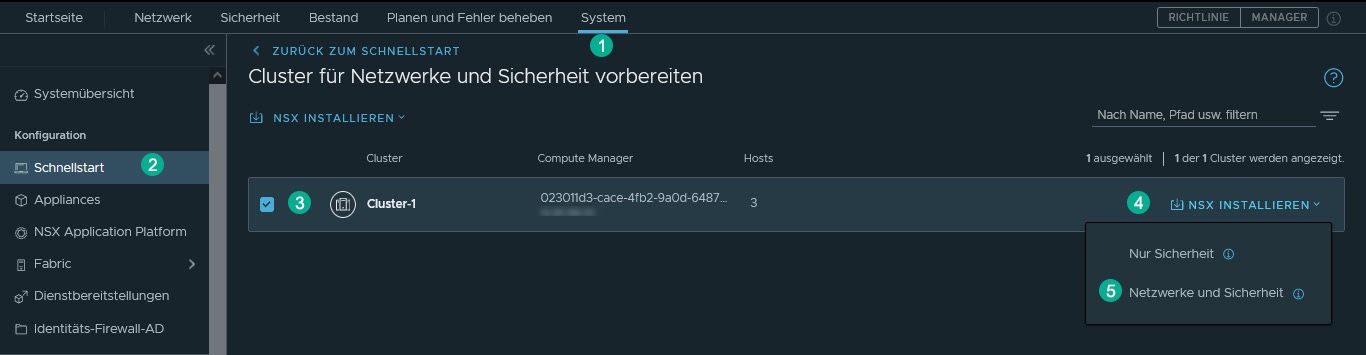 Schnellstartinstallation für Netzwerke und Sicherheit (VLAN-basiert)