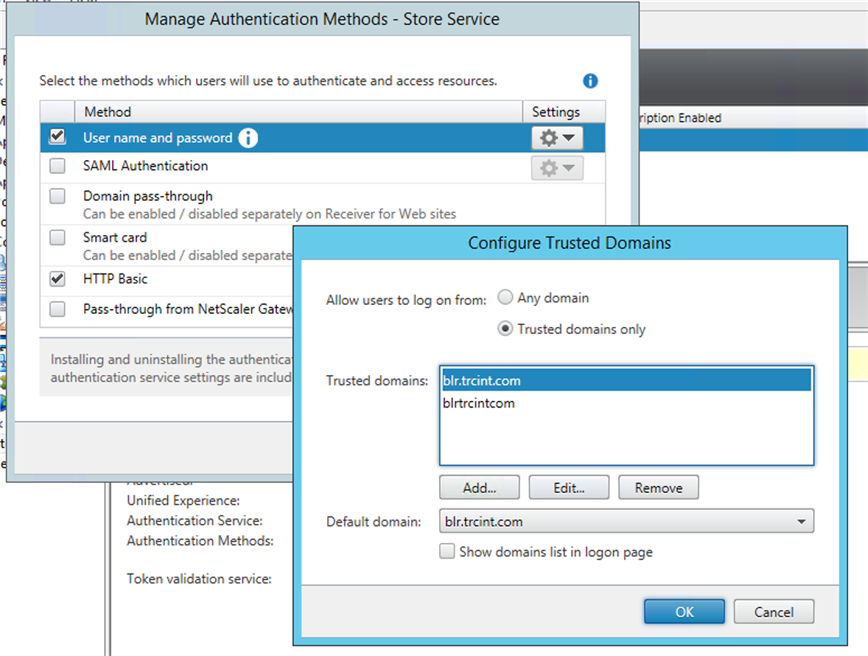 Konfigurieren einer vertrauenswürdigen Domäne in Citrix