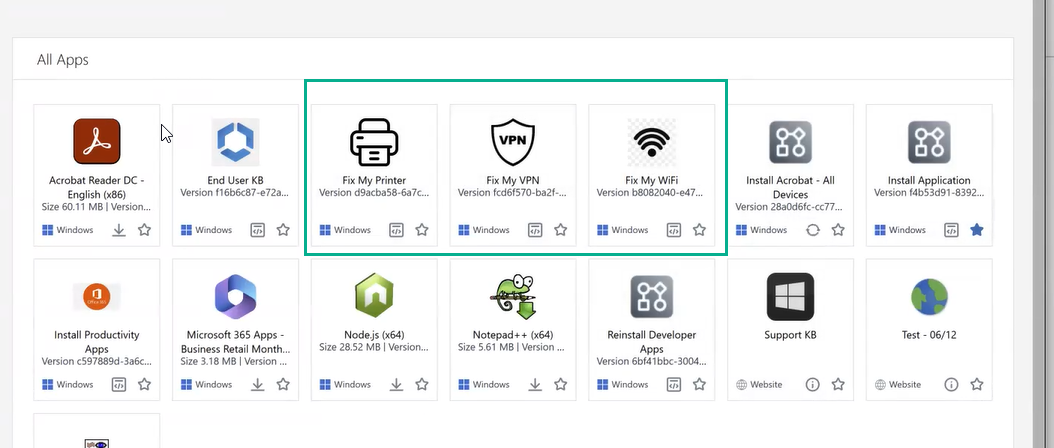 Workflows auf der Seite „Hub-App-Katalog“