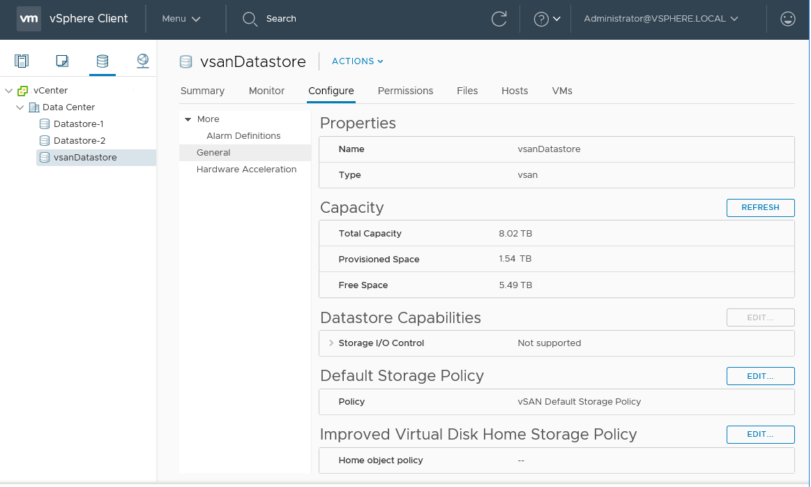 Anzeigen des vSAN-Datenspeichers