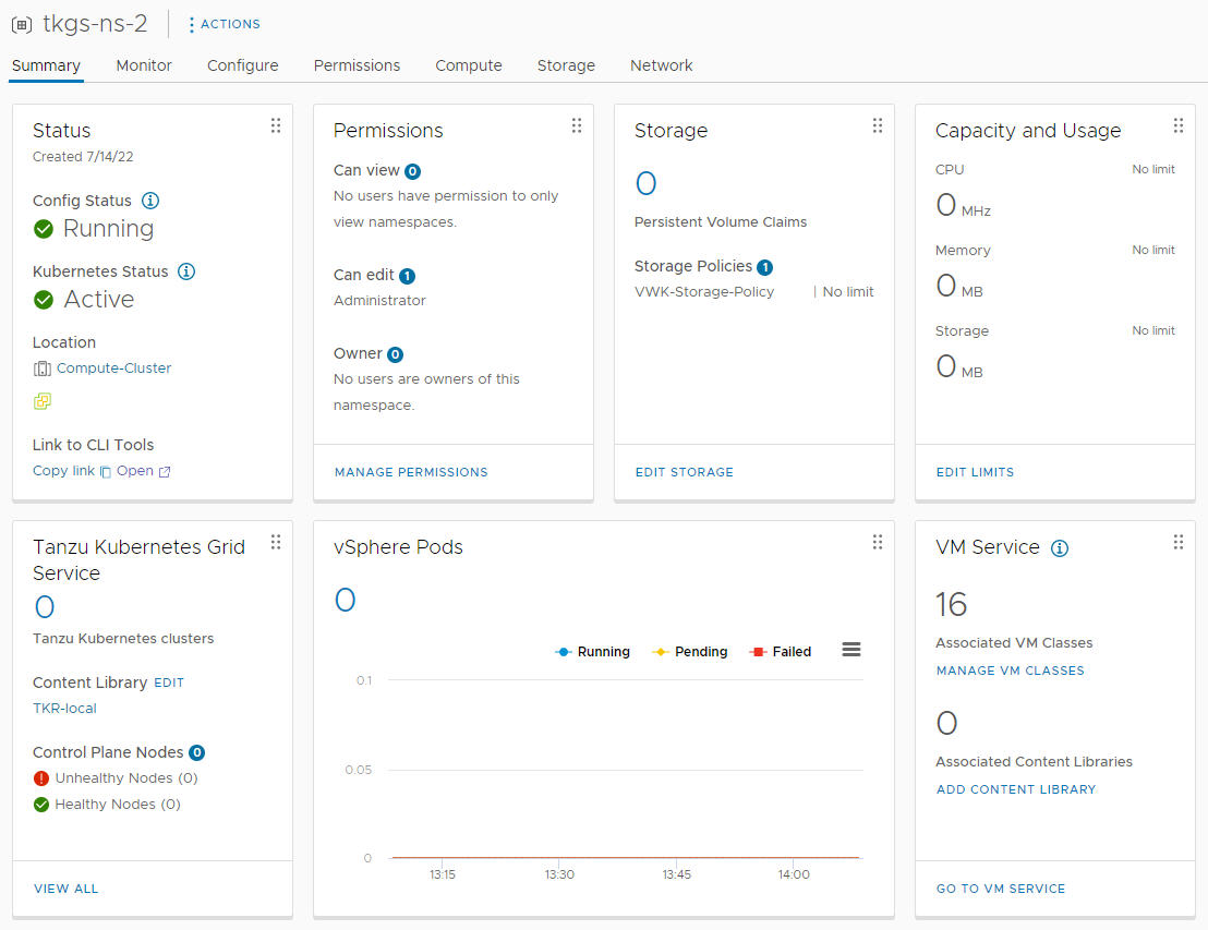 Konfigurierter vSphere-Namespace