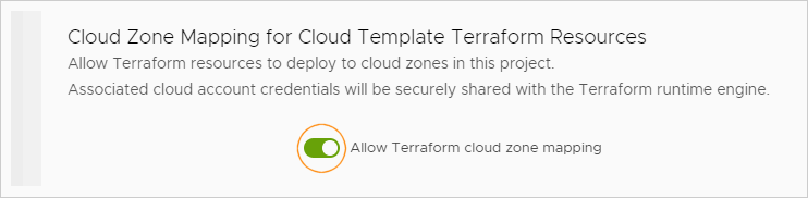 Zuordnung zur Terraform-Cloud-Zone aktiviert