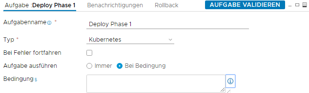 Die Einstellung Bei Bedingung ist in anderen Aufgabentypen verfügbar.